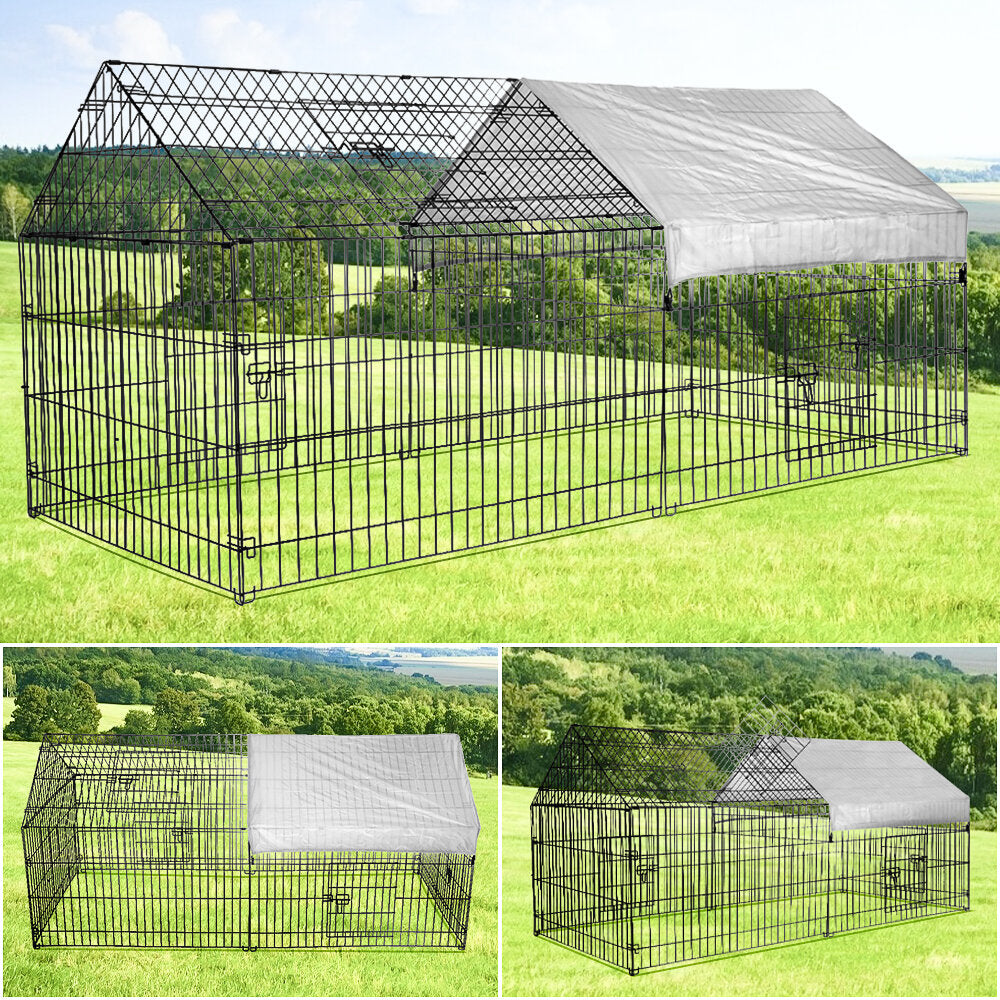 pawgiant kippenhok run cage upgrade 86.6 × 40 × 38 metalen kip hek pen huisdier box behuizingen met bescherming cover & grond nagel. kooi binnen buiten tuin voor kleine dieren kat kip eend konijn