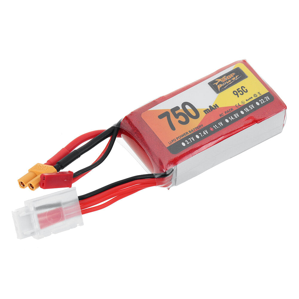 zop power 11.1v 750mah 95c 3s lipo-batterij xt30 stekker voor rc drone