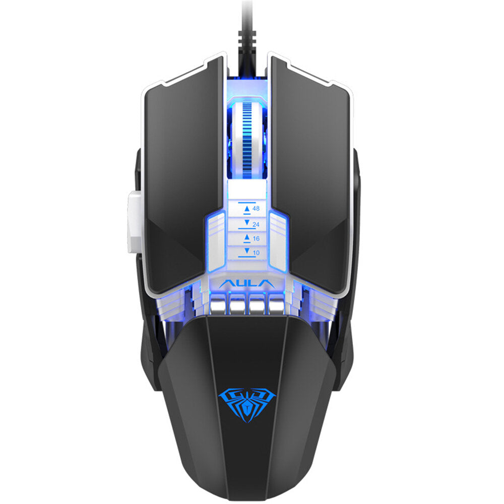 aula h508 wired gaming mouse side wings vervangbare 7 knoppen 4800 dpi ergonomische usb muis optische backlight mause voor desktop laptop gamer