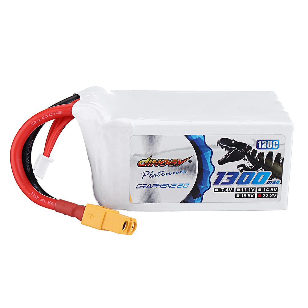 dinogy ultra graphene 2.0 22.2v 1300mah 130c 6s lipo-batterij xt60-stekker voor rc racing drone