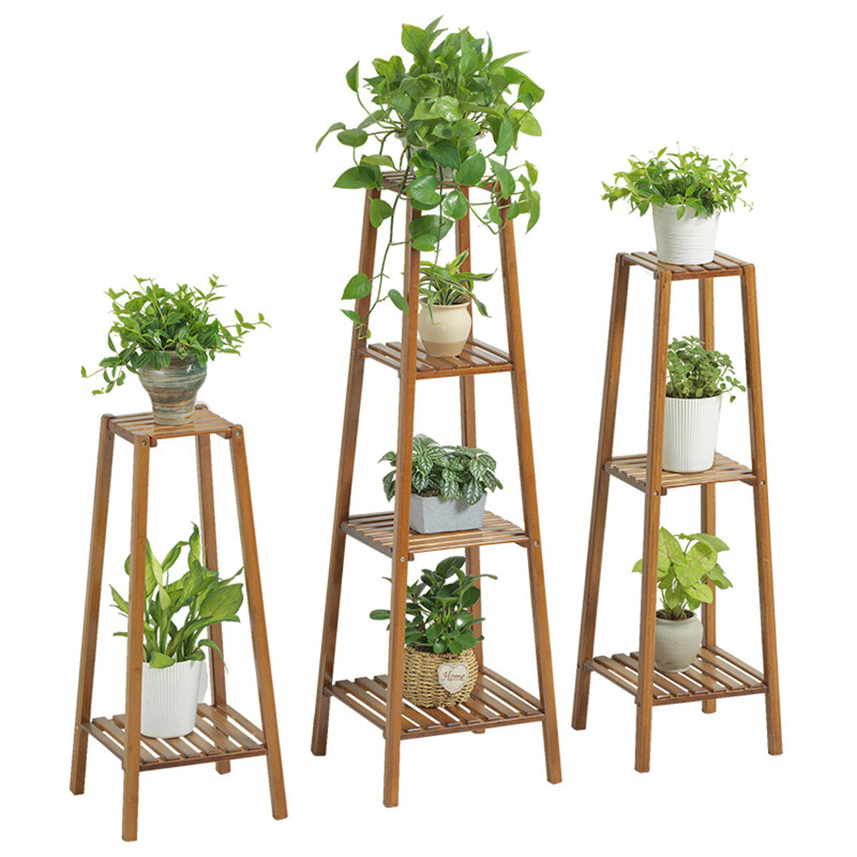 2/3/4 tiers ladder plant stand bloempot houten opbergrek plank houder home office garden decor