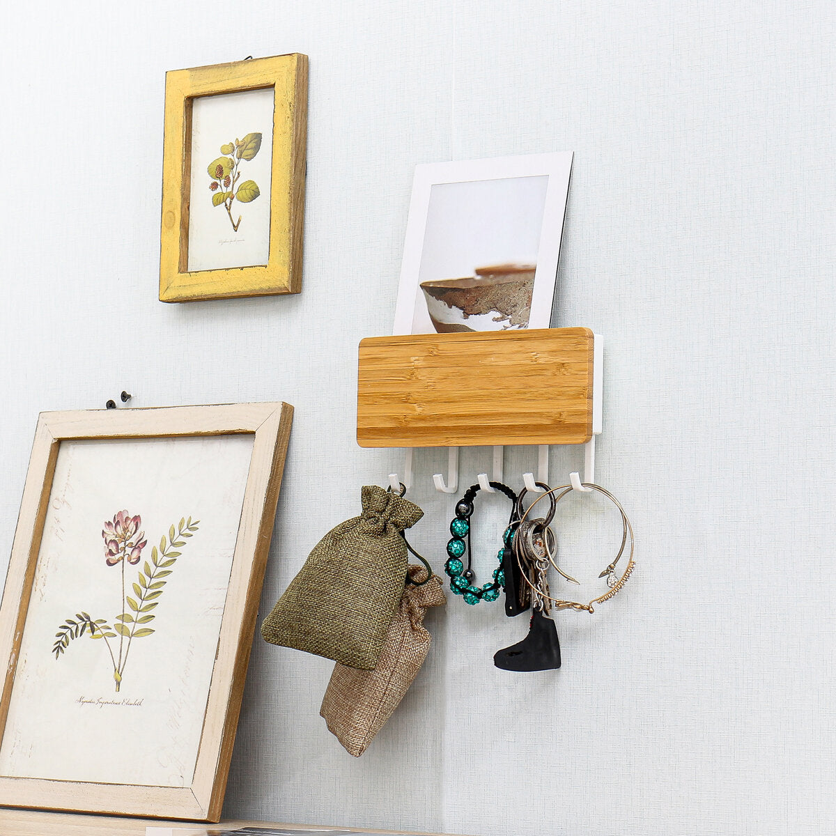 muurbevestiging haak hanger houder opslag houten rek hangende sleutel home organizer