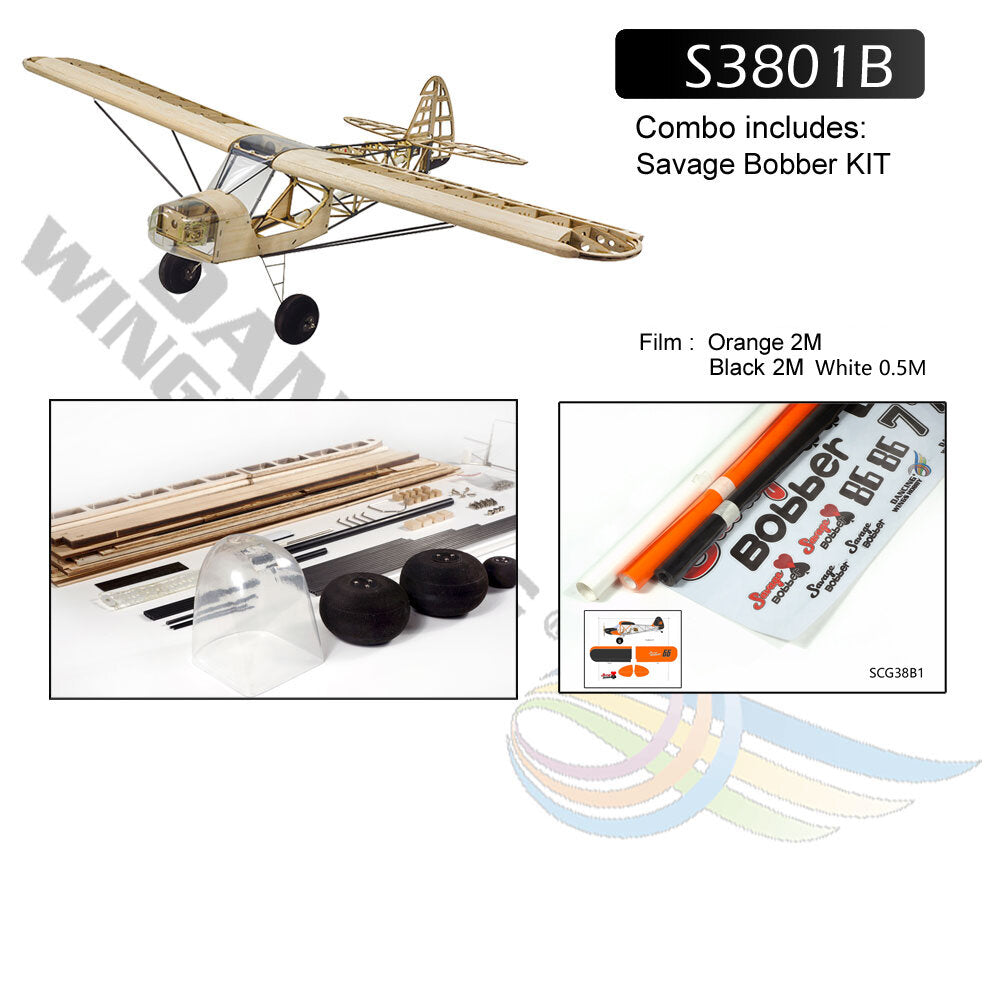 dancing wings hobby s38 savage bobber 1000 mm spanwijdte balsahout rc vliegtuig kit / kit + power combo