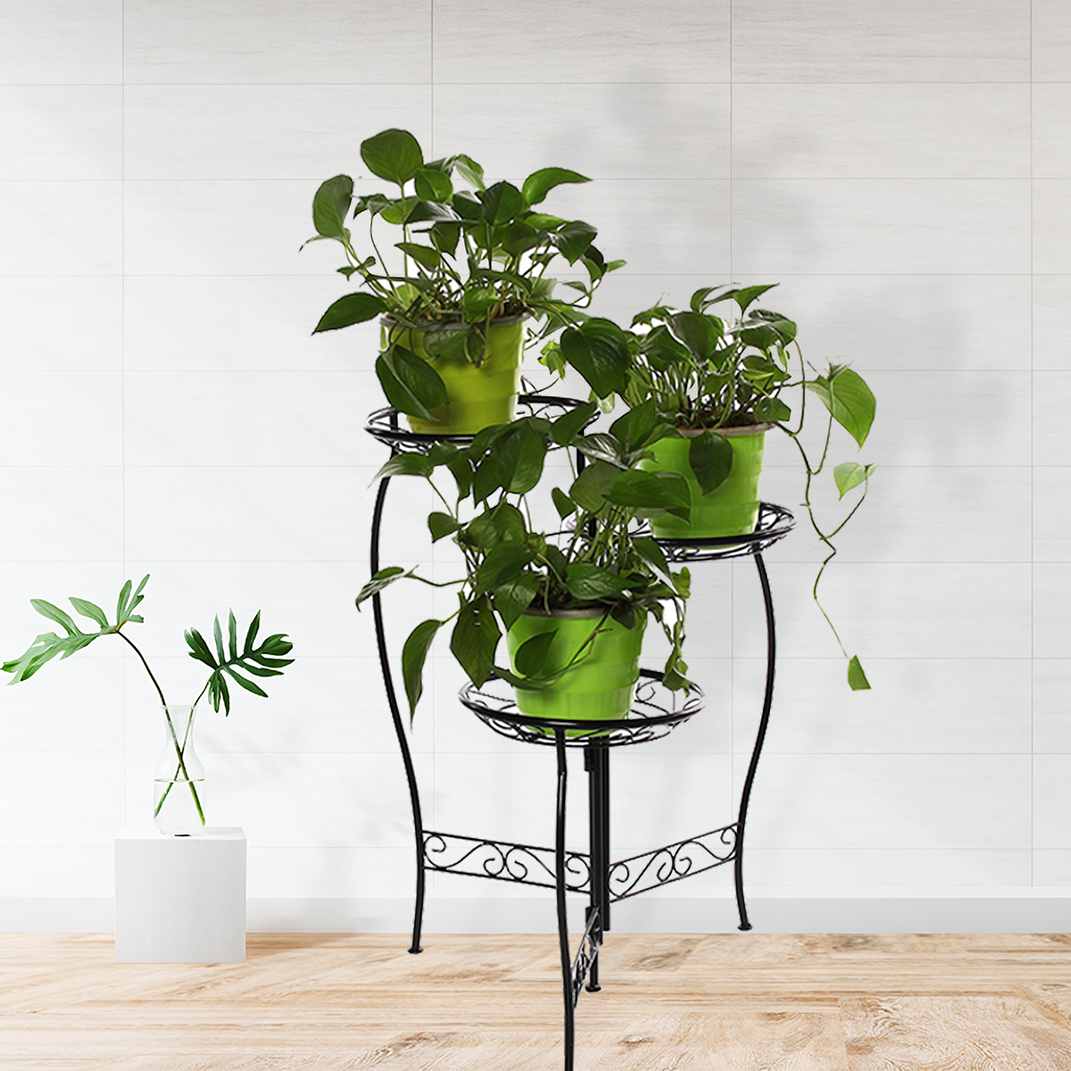 metalen bloempotstandaard 3 niveaus afgeronde plantenhouder indoor outdoor flower plant stand display rek voor home garden patio