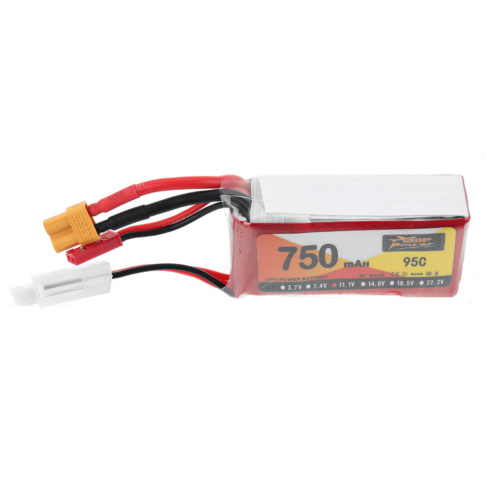 zop power 11.1v 750mah 95c 3s lipo-batterij xt30 stekker voor rc drone