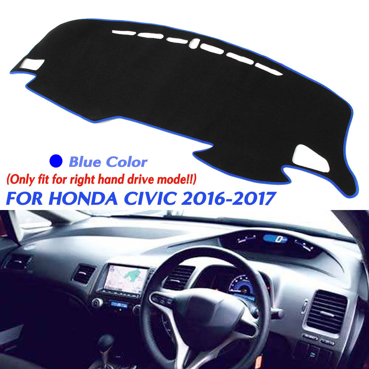 anti slip auto dashmat dashboard zonnescherm cover dash mat voor honda civic 2016-2017