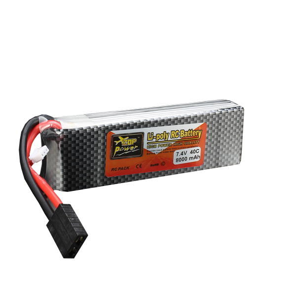 zop power 7.4v 8000mah 2s 40c lipo batterij trx plug met batterij alarm voor traxxas