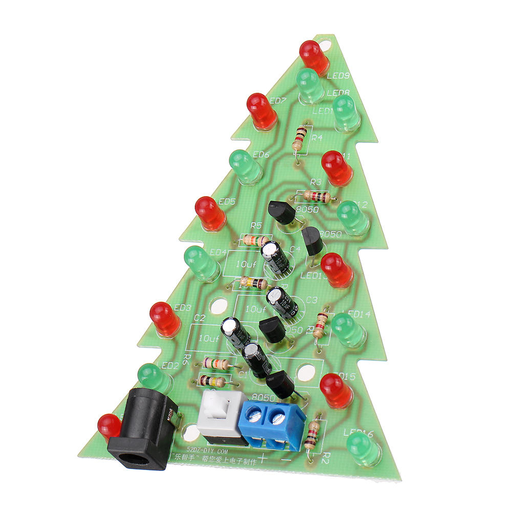 gemonteerd usb-kerstboom 16 led-kleurenlicht elektronische pcb-decoratie boom kinderen geschenk gewone versie