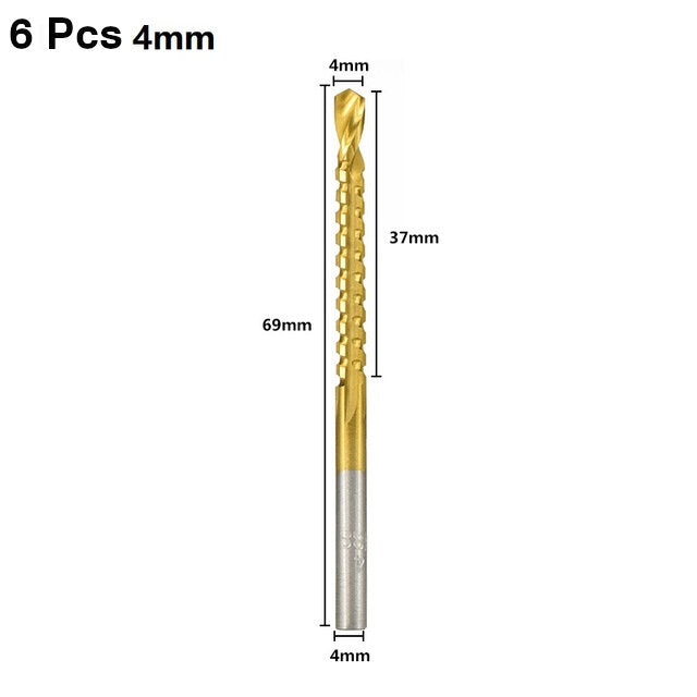 6 stuks 3-8 mm hss-boor titanium gecoate gatenzaagboorset houtgatsnijder kernboor