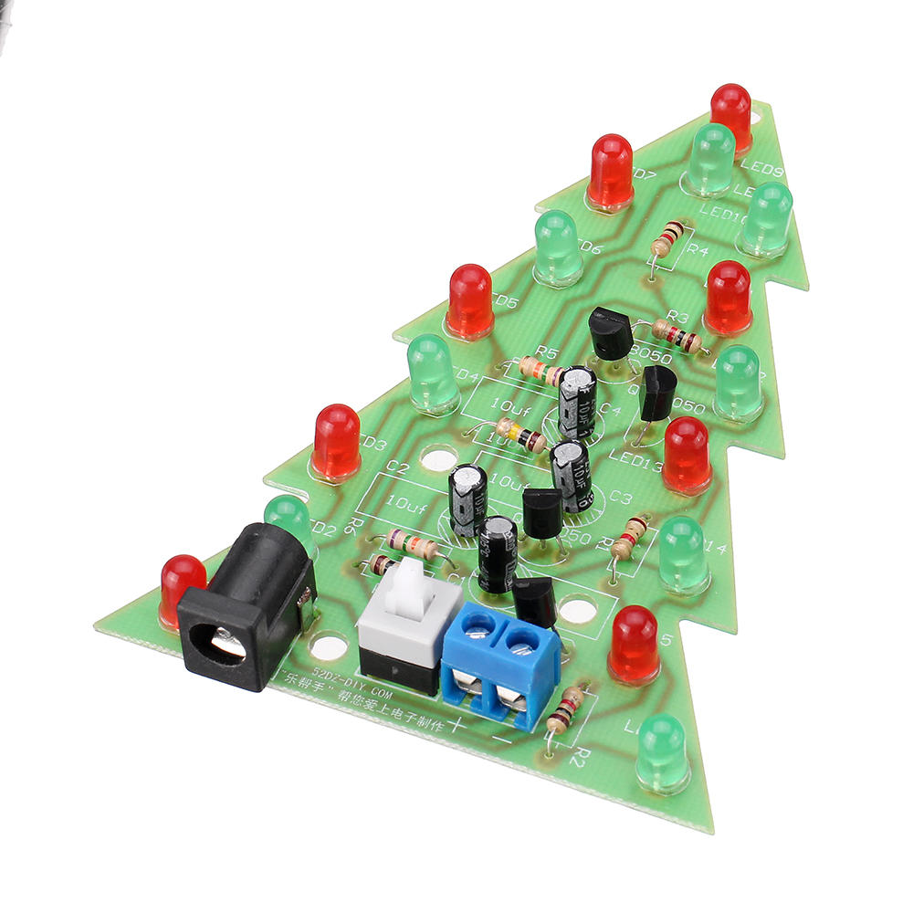 gemonteerd usb-kerstboom 16 led-kleurenlicht elektronische pcb-decoratie boom kinderen geschenk gewone versie