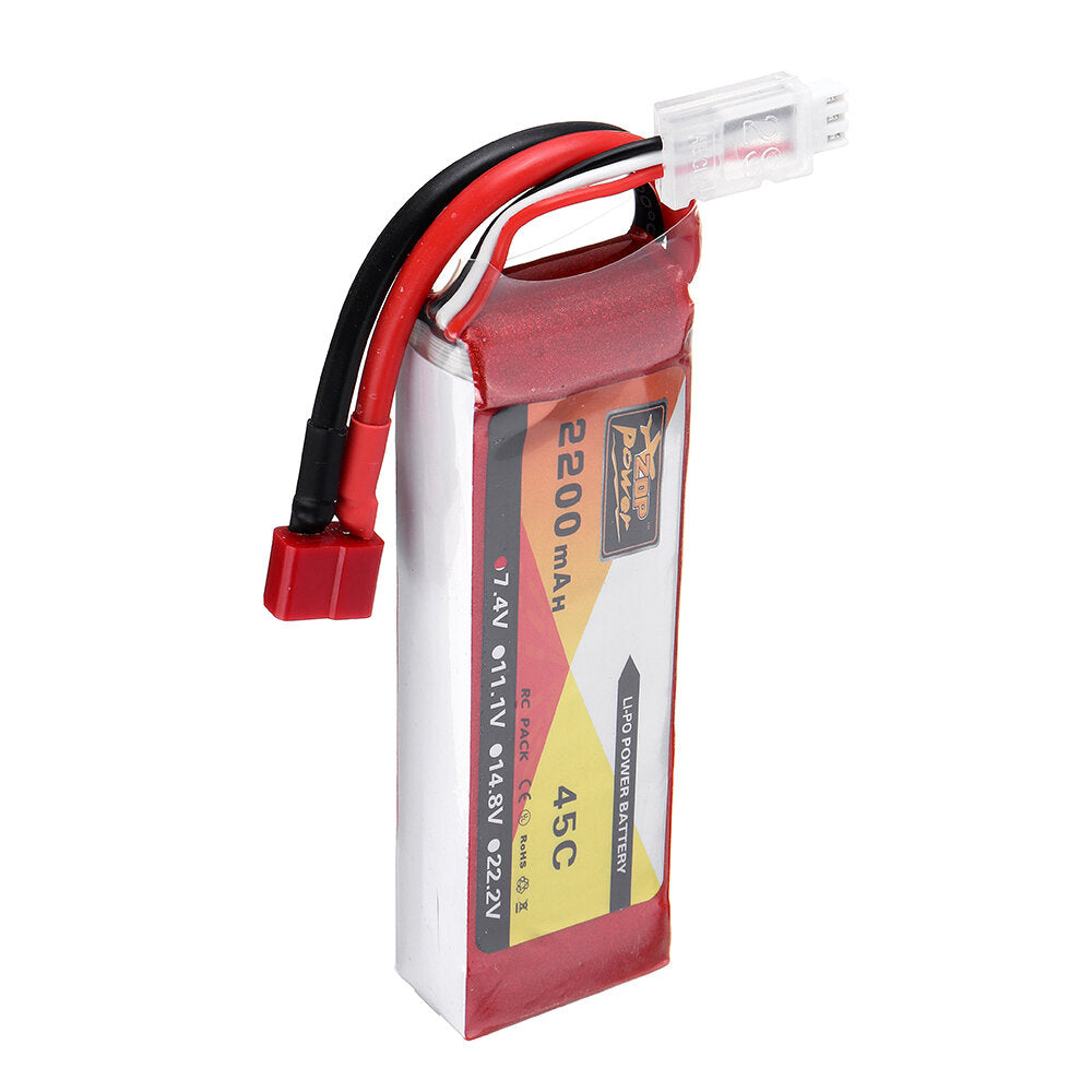 zop power 7.4v 2200mah 2s 45c lipo-batterij t plug voor wltoys 124019 124018 144001 10428 k949 rc auto