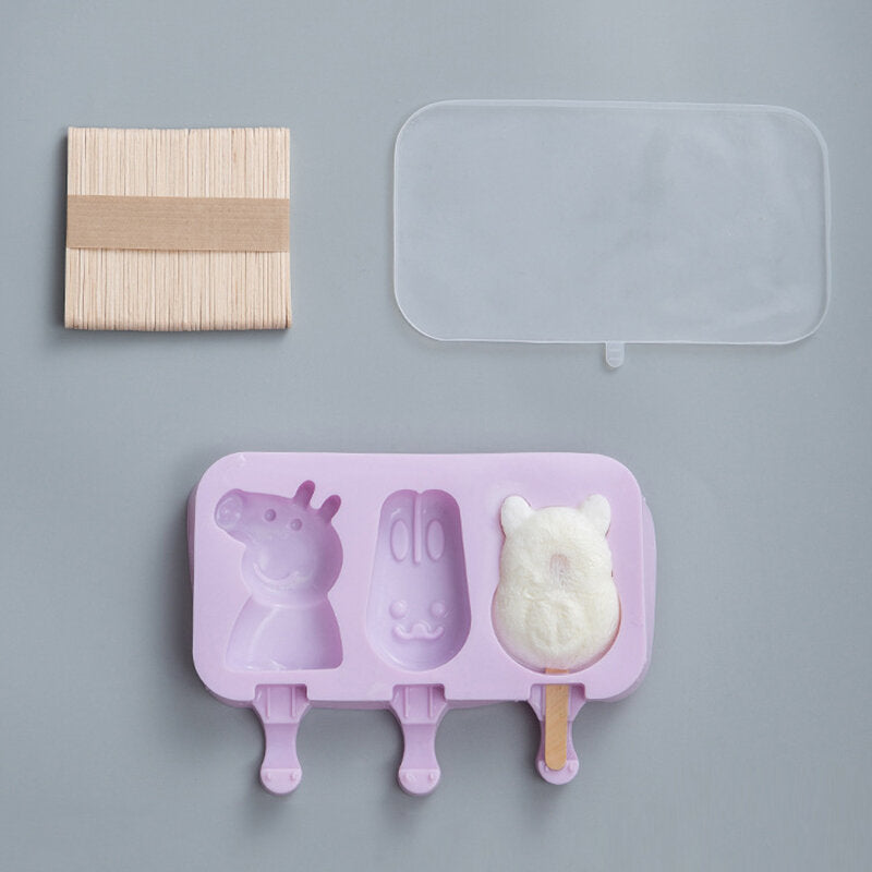 ice cream ice cream mold silicone cartoon homemade popsicle popsicle mold home set om 50 houten stokken te sturen