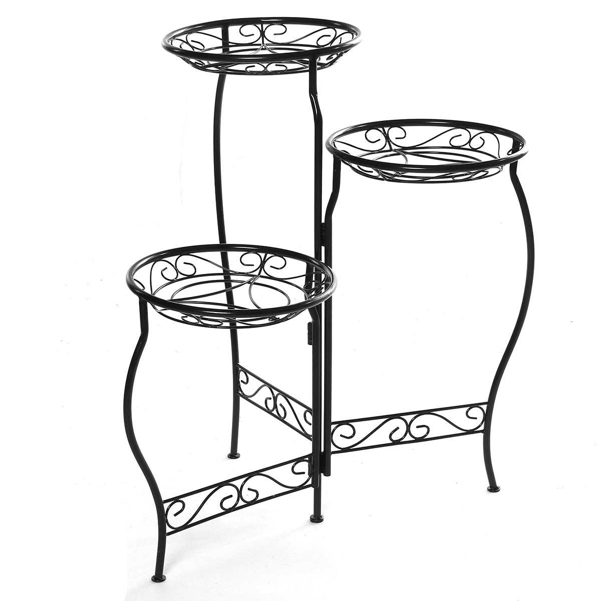 metalen bloempotstandaard 3 niveaus afgeronde plantenhouder indoor outdoor flower plant stand display rek voor home garden patio