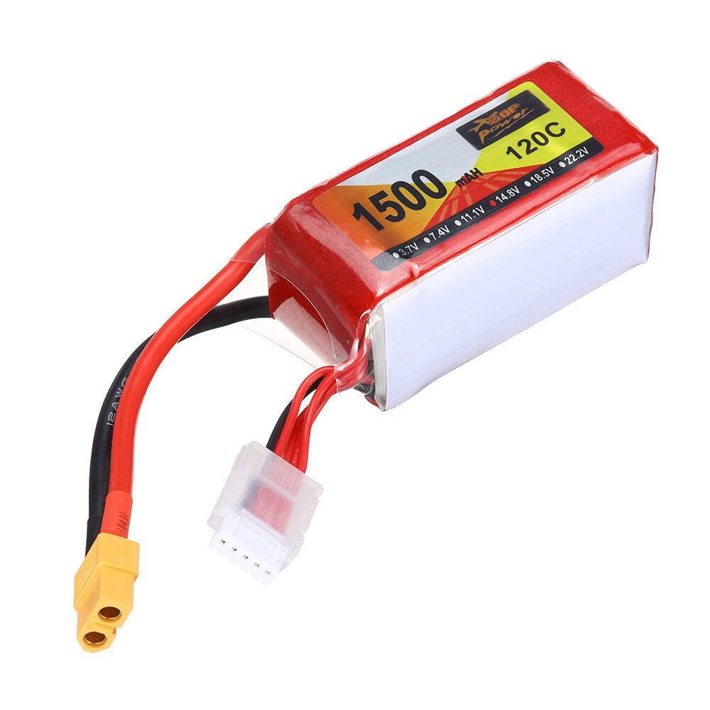 zop power 14.8v 1500mah 120c 4s lipo-batterij xt60-stekker voor rc drone