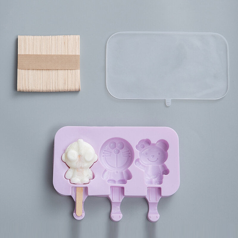 ice cream ice cream mold silicone cartoon homemade popsicle popsicle mold home set om 50 houten stokken te sturen