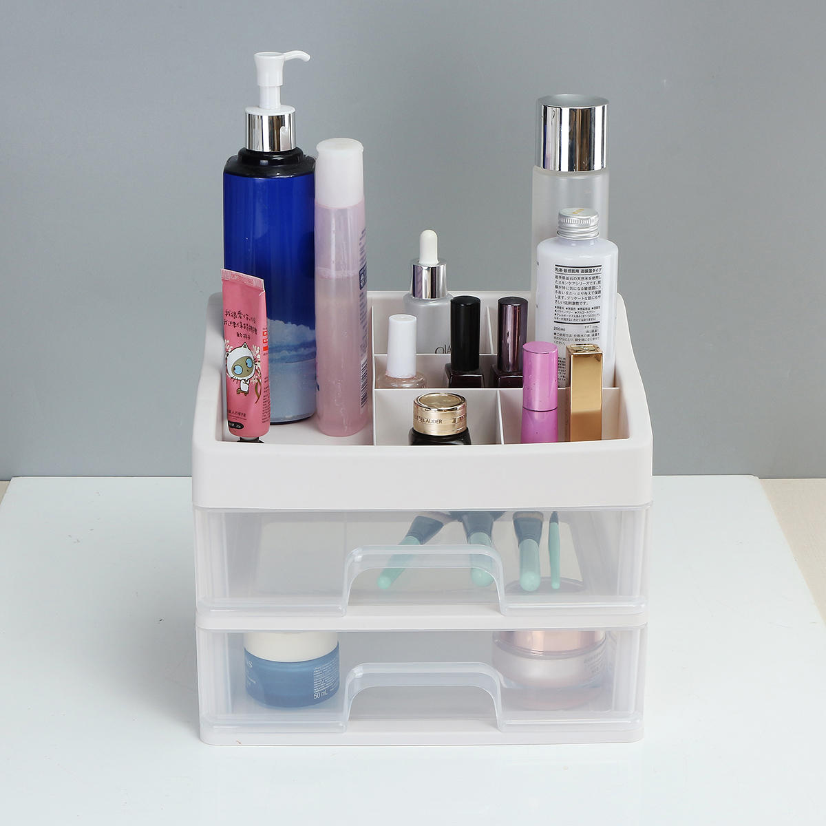 plastic make-up houder vak opslag desktop container cosmetische sieraden container tabel organisator