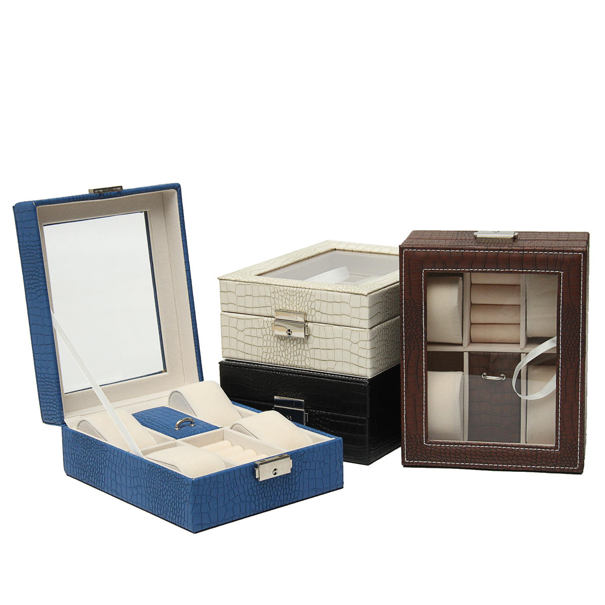 leren display case organizer acryl collectie box voor opslag horloge sieraden