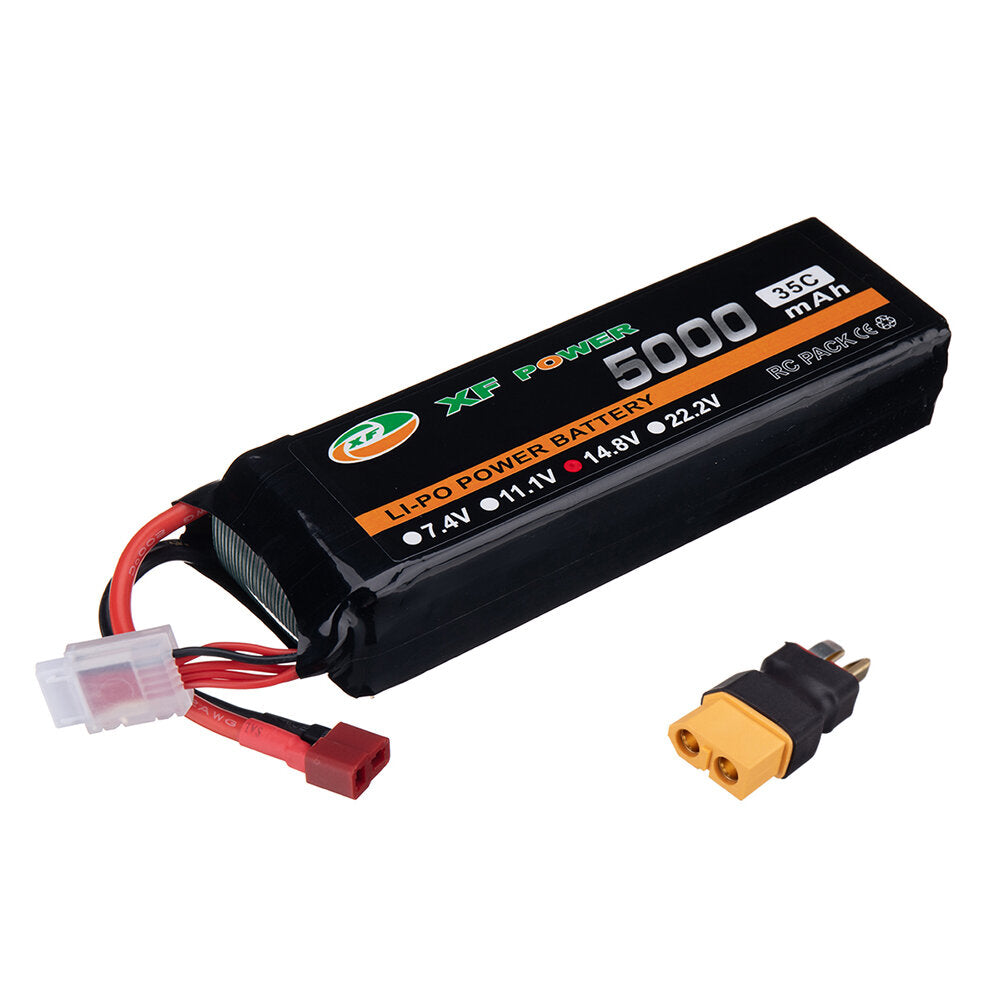 xf power 14.8v 5000mah 35c 4s lipo batterij t deans plug met xt60 adapter plug voor rc drone