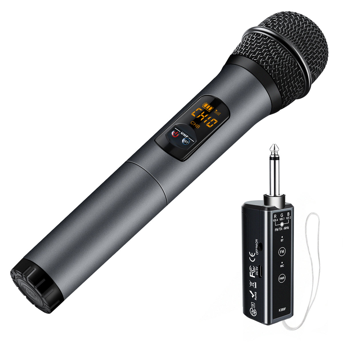 bluetooth draadloze 10-kanaals uhf-microfoon dynamisch handheld draadloos met oplaadbare ontvanger voor ktv-spraak