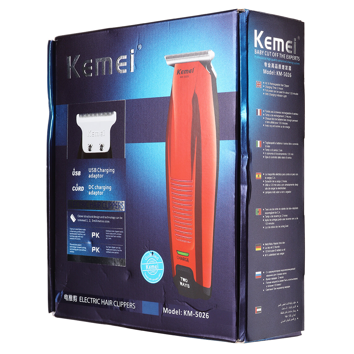 kemei km-5026 0mm kale oplaadbare professionele tondeuse tondeuse draadloze stijltang tondeuse modellering kapsel