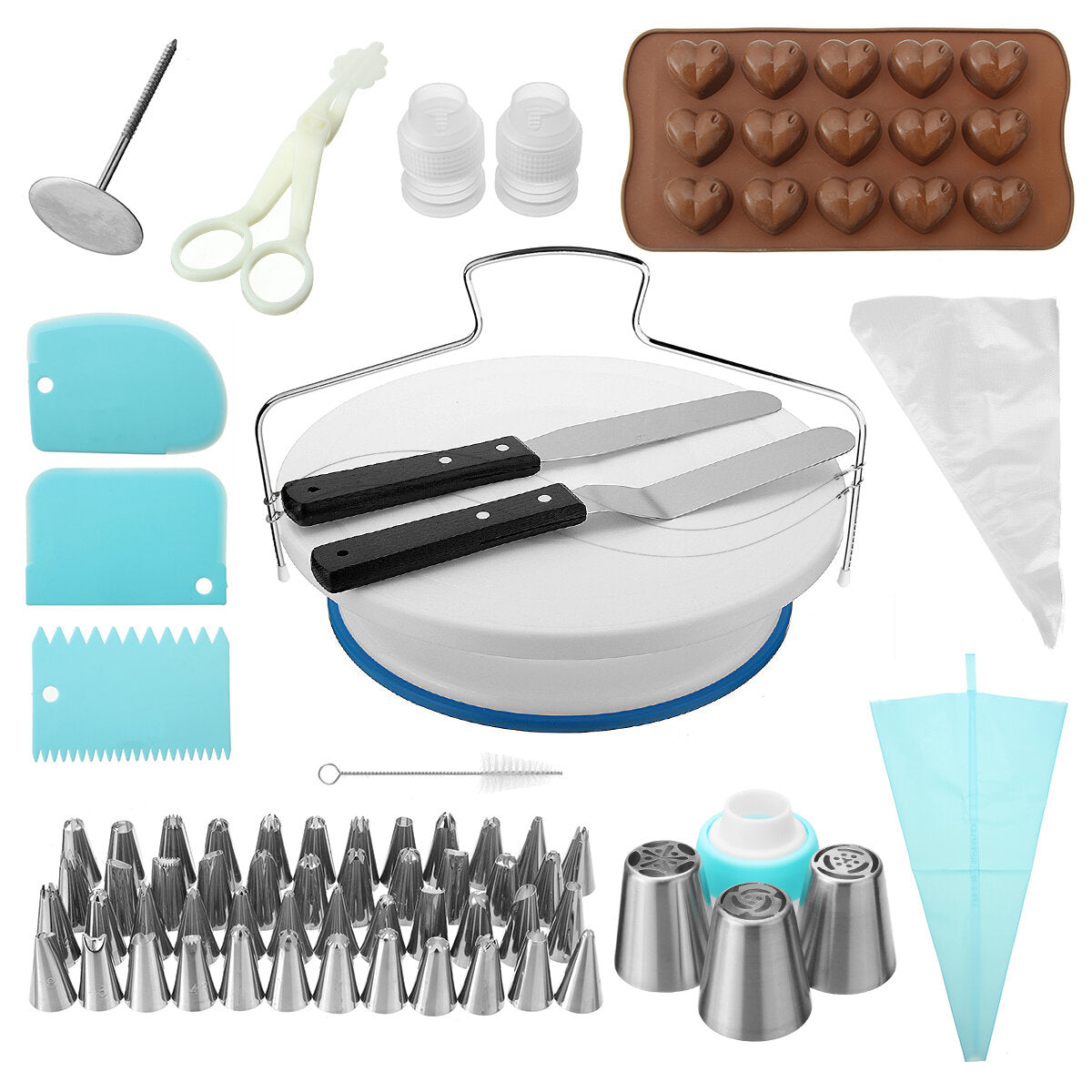 117-delige cake decorating tool kit bakken fondant benodigdheden draaitafel tas tip spatel