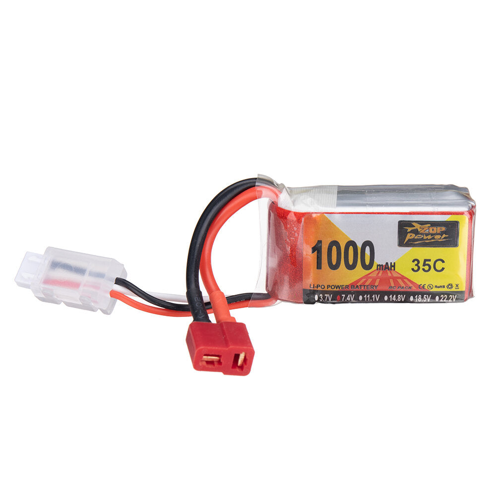 zop power 7.4v 1000mah 35c 2s lipo batterij t deans plug voor rc drone