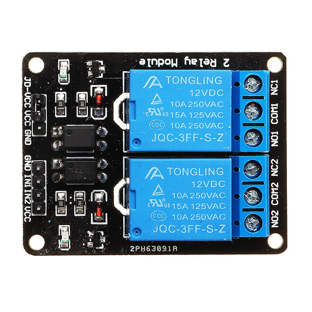 10 stuks 2-kanaals relais module 12v met optisch koppelrelais verlengd board