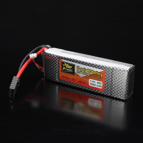 zop power 7.4v 8000mah 2s 40c lipo batterij trx plug met batterij alarm voor traxxas