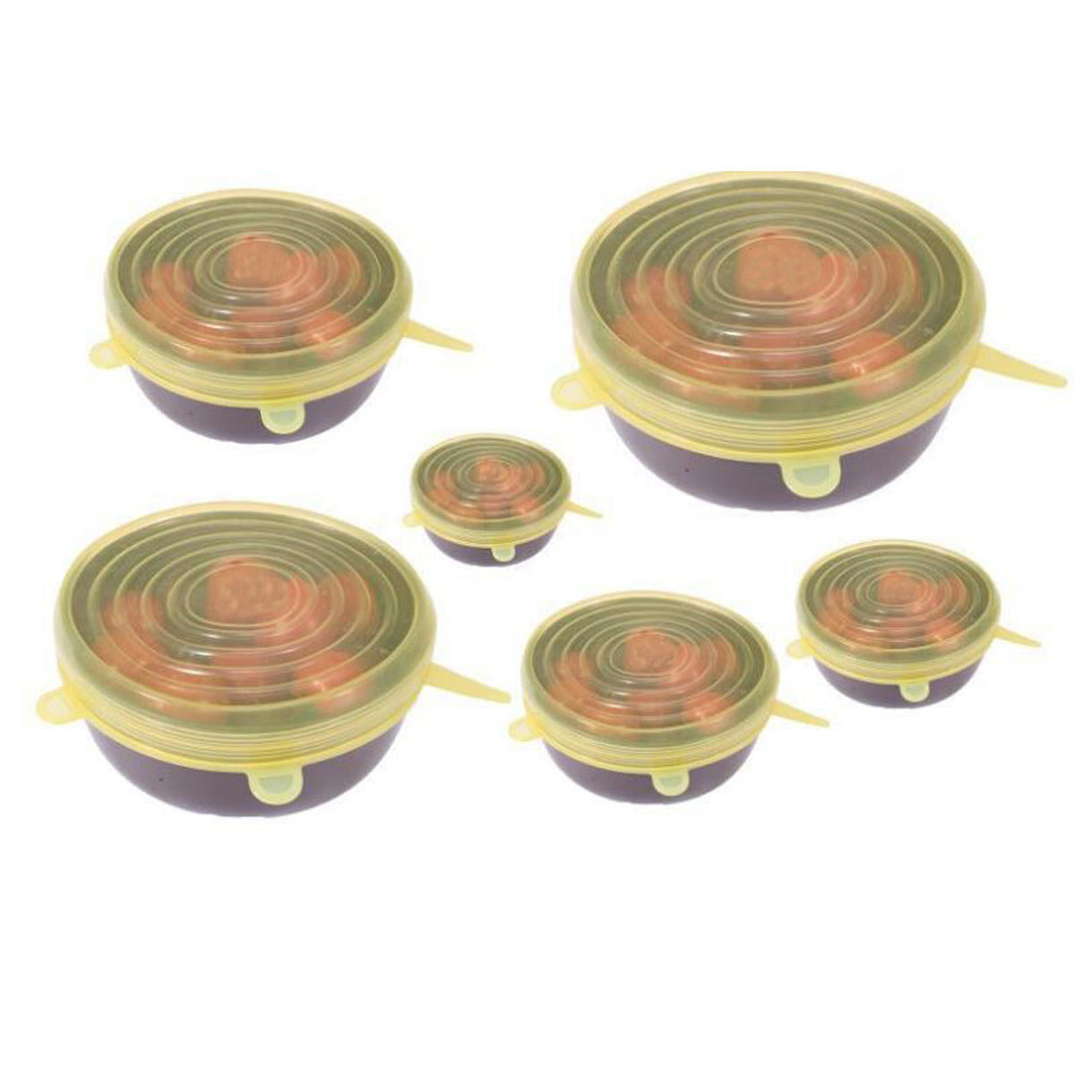 6 stuks /set siliconen stretch zuig pot deksels keuken omslag pan kom stopper cap