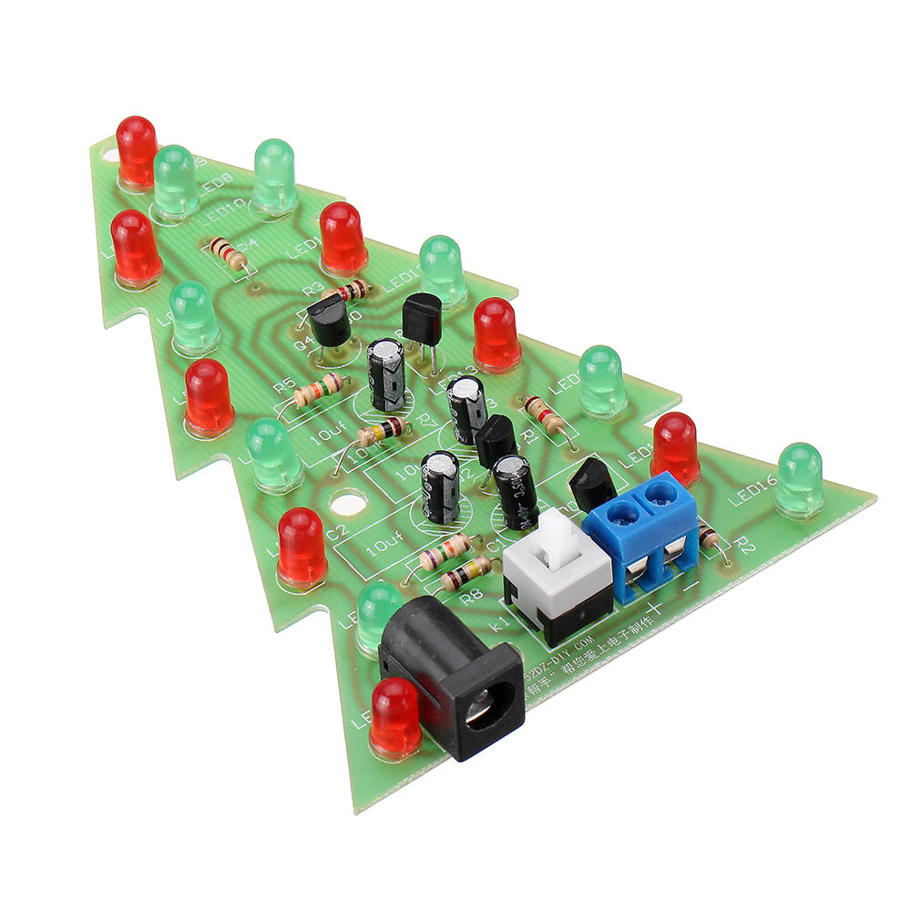 gemonteerd usb-kerstboom 16 led-kleurenlicht elektronische pcb-decoratie boom kinderen geschenk gewone versie