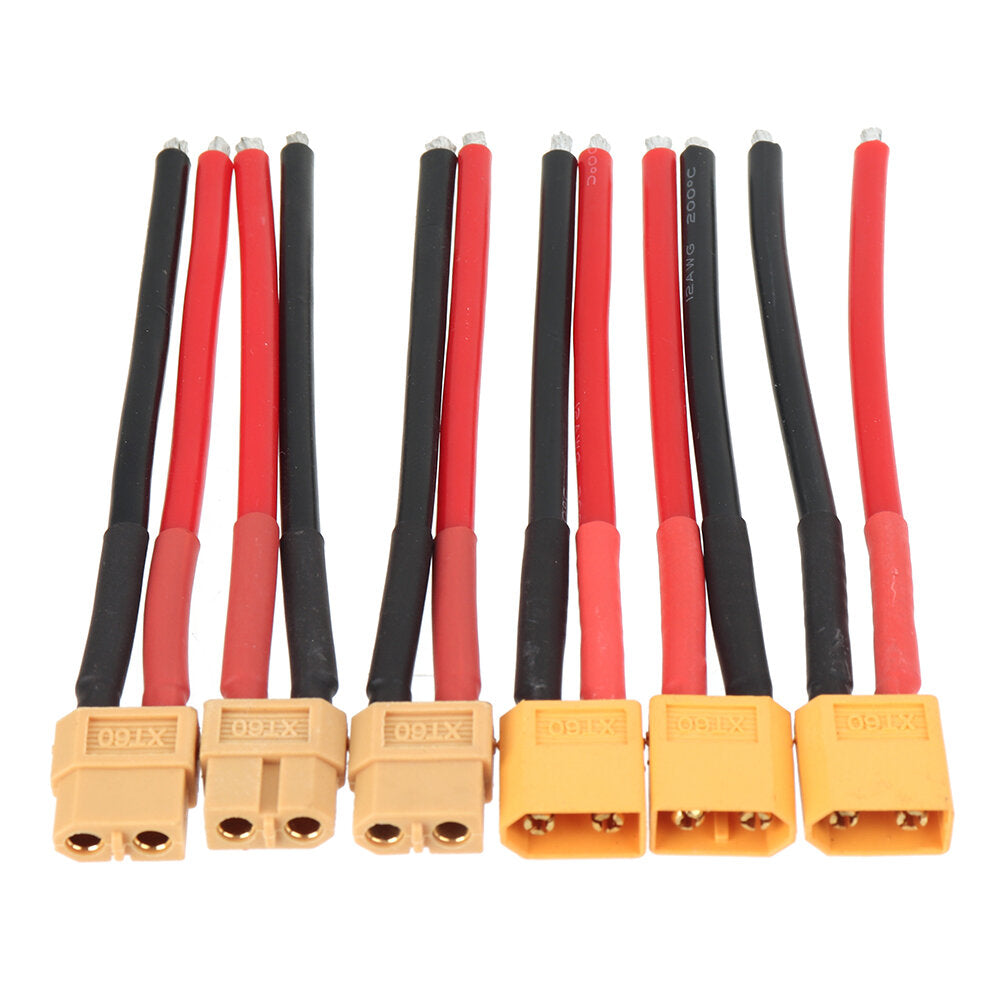 3 paar xt60 stekker 12awg 10 cm siliconen kabeldraad