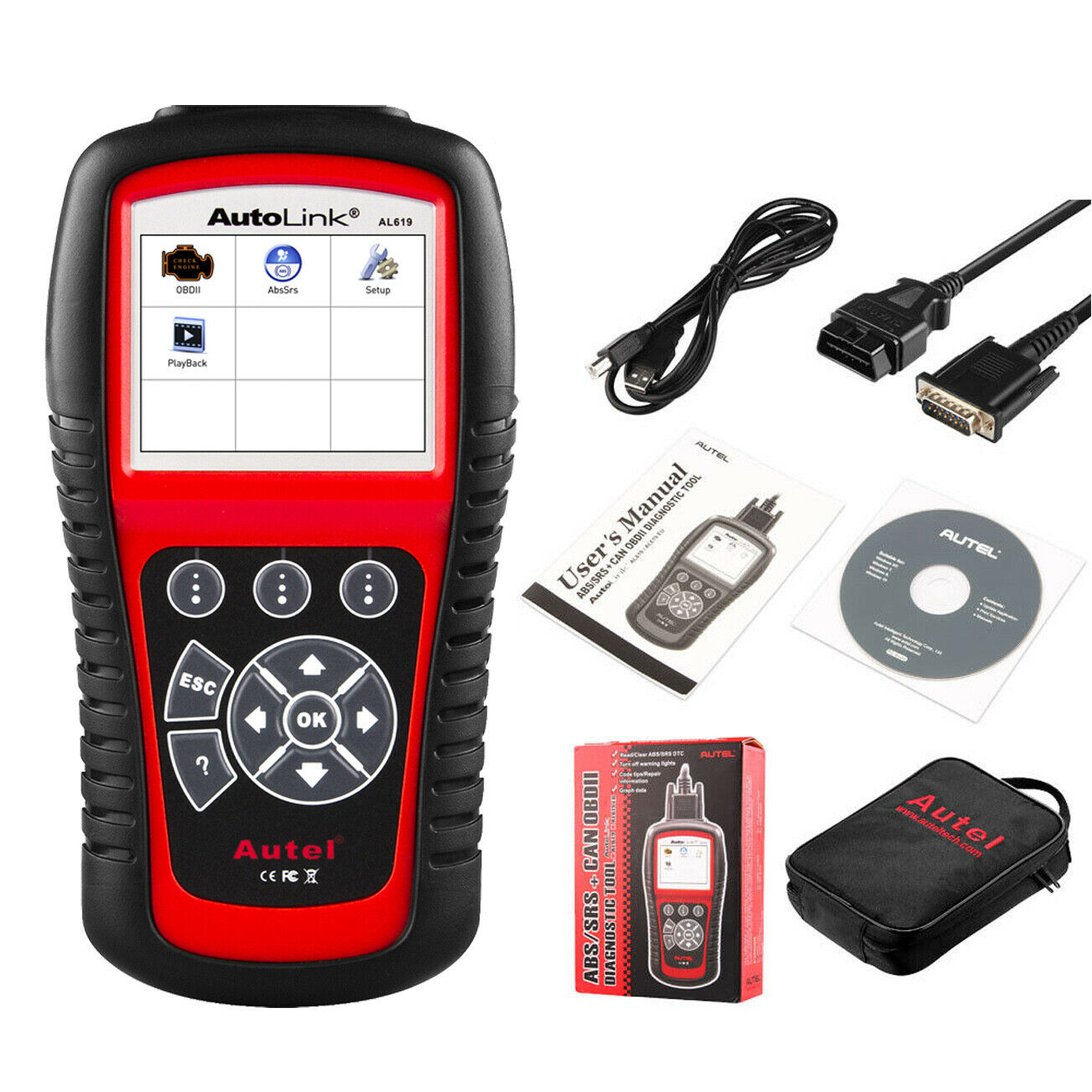 autel autolink al619 auto obd2 scanner diagnostic tool engine abs srs auto multi taal automotive scanning code reader