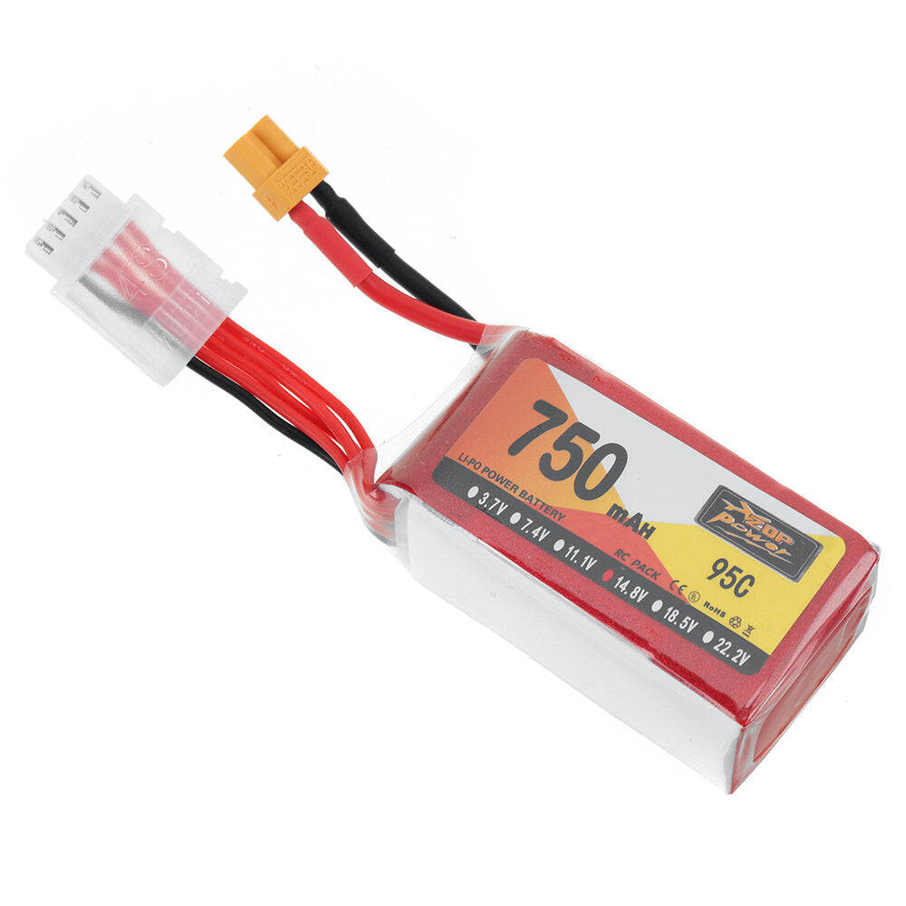 zop power 14.8v 750mah 95c 4s lipo-batterij xt30 stekker voor rc drone