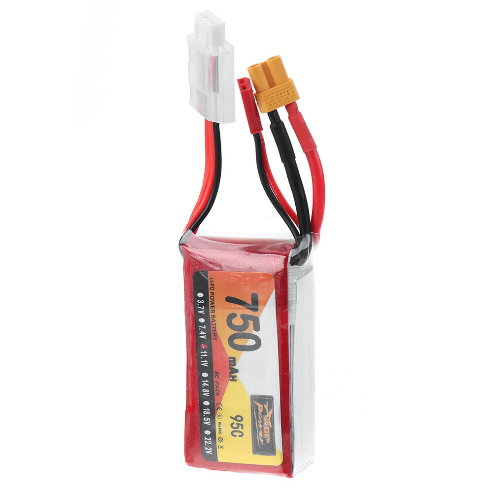 zop power 11.1v 750mah 95c 3s lipo-batterij xt30 stekker voor rc drone