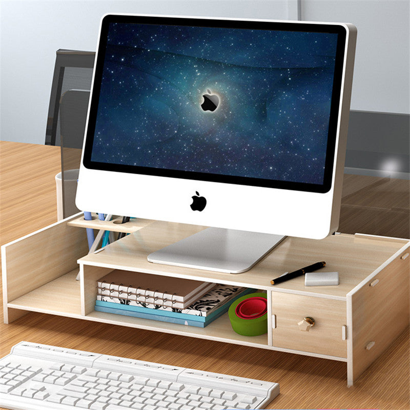 multifunctionele desktop organizer houten desktop monitor stand computer laptop scherm riser desk shelf rack