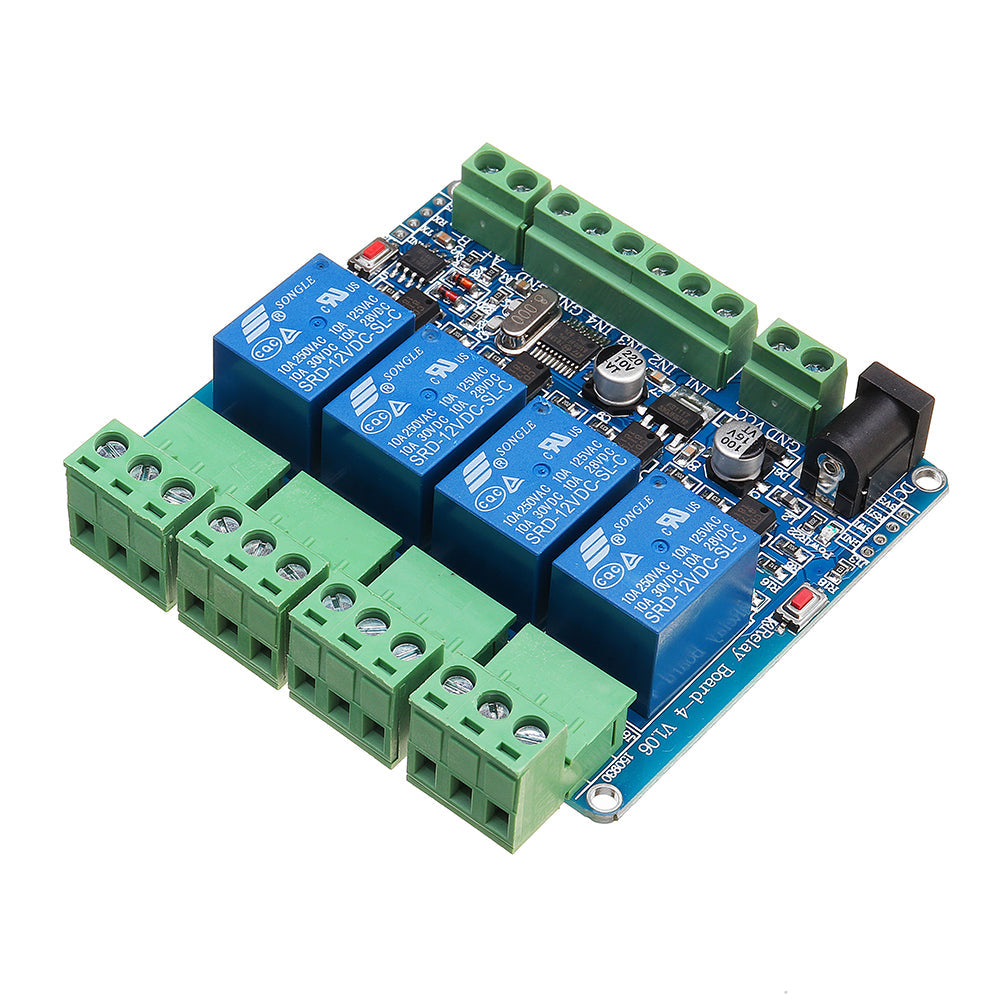 modbus rtu 4-kanaals relais module 4ch input optocoupler isolatie rs485 mcu