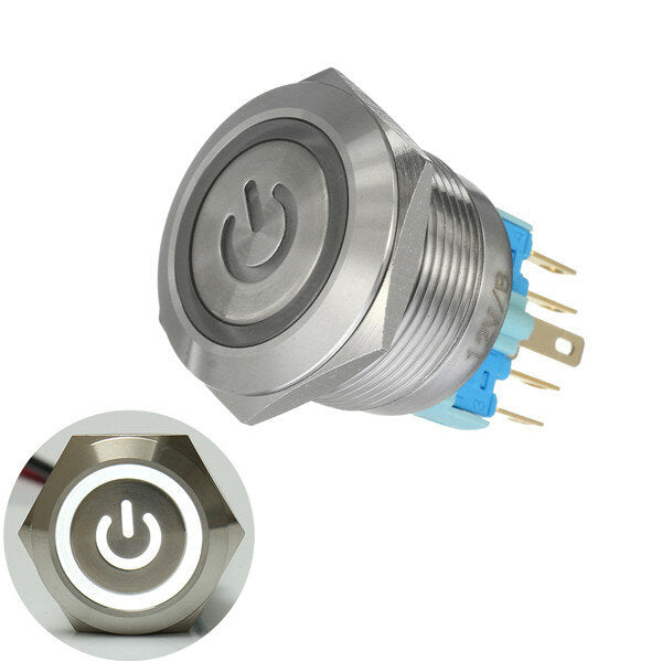 12v 6-pins 22 mm drukknop-momentschakelaar met led-licht