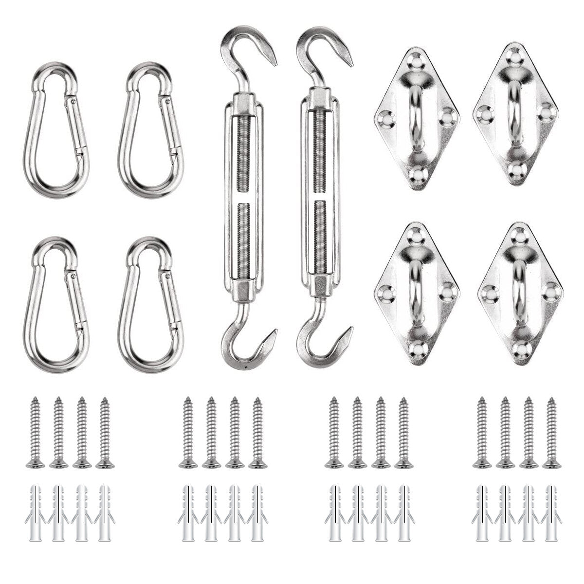 nasum 42 stuks luifel accessoires zonnescherm zeil rvs hardware kit eenvoudig te installeren voor tuin zonnescherm zeil bevestiging accessoires