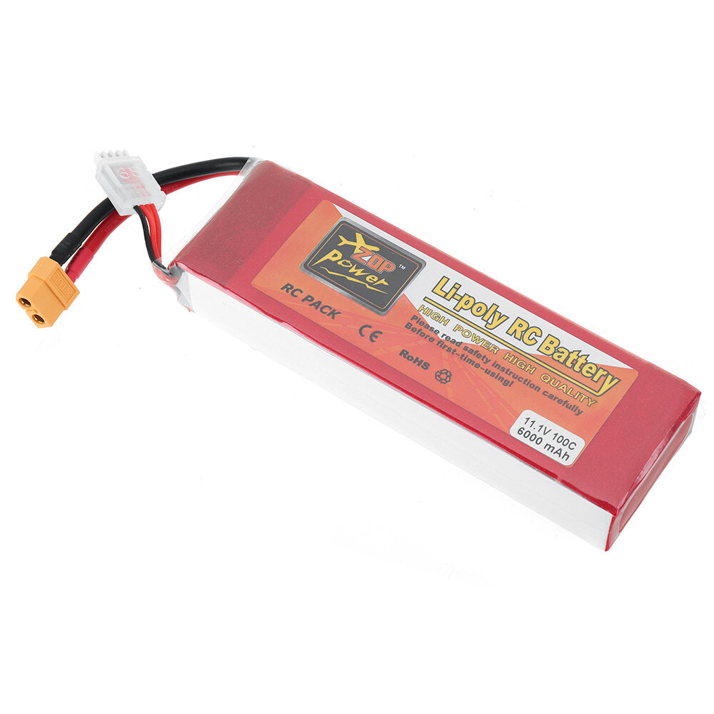 zop power 11.1v 6000mah 100c 3s lipo-batterij xt60-stekker voor rc drone