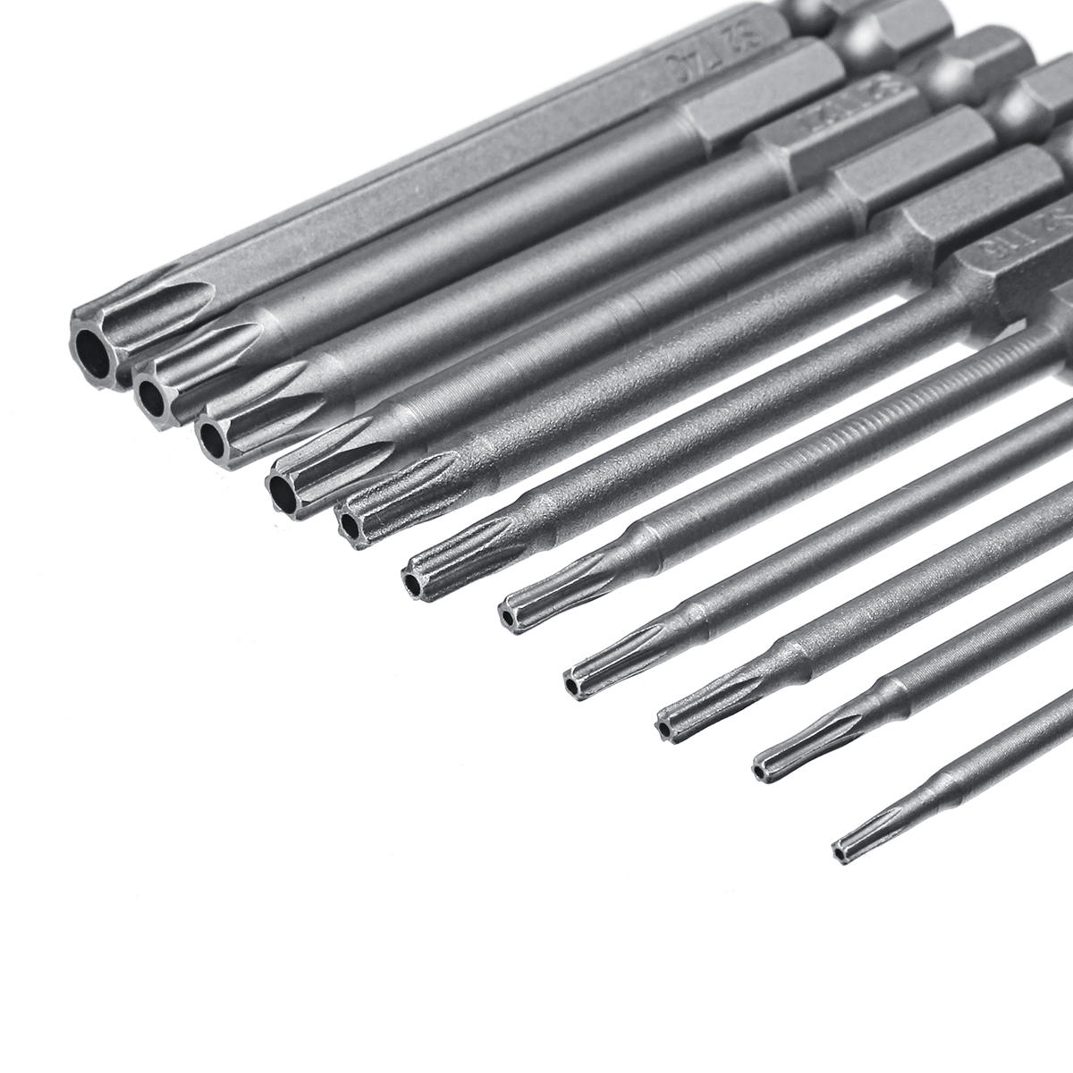 10 stuks tt6-tt40 torx schroevendraaier bit 75mm hex shank power boor schroevendraaier bits set: