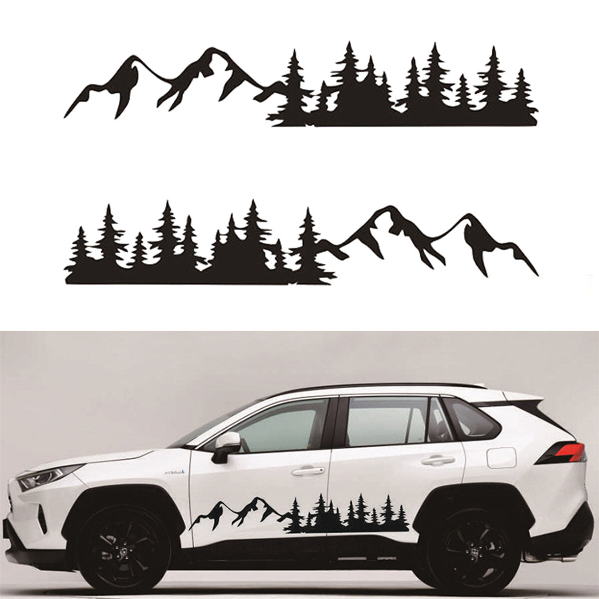 200x34 cm sticker grafische decal besneeuwde bergketen voor camper camper auto caravan boot
