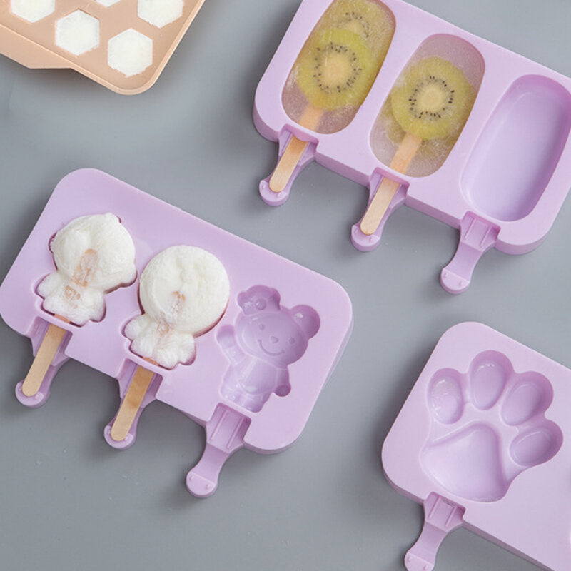 ice cream ice cream mold silicone cartoon homemade popsicle popsicle mold home set om 50 houten stokken te sturen