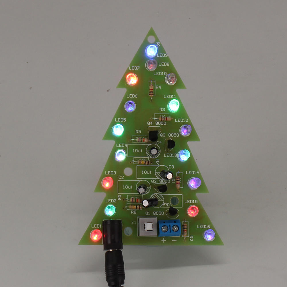gemonteerd usb-kerstboom 16 rgb led kleur licht elektronische pcb decoratie boom kinderen geschenk gewone versie
