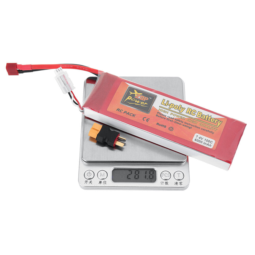 zop power 7.4v 6000mah 100c 2s lipo-batterij xt60-stekker voor rc drone