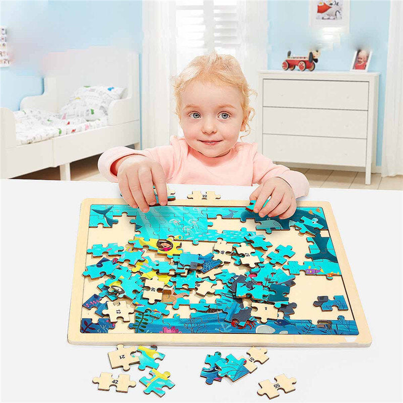 100 stuks DHZ puzzel onderzeese wereld 23 cm houten educatief developmental leren training speelgoed