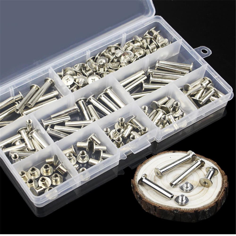 90 sets m5 6-30mm vernikkelen phillips chicago inbindpalen stud schroeven klinknagel knop boekbinden