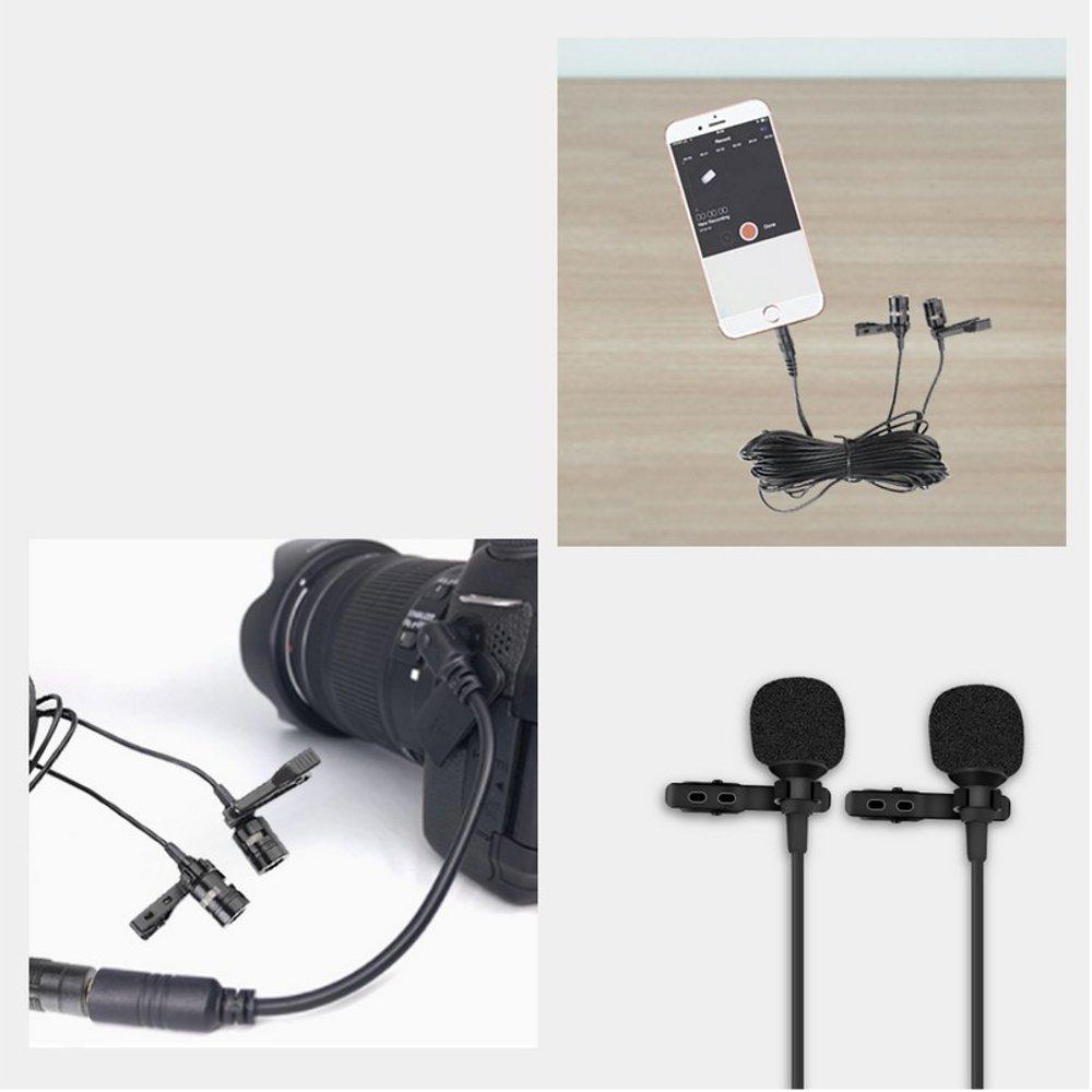 double head live interview microfoon met 3.5 mm plug 1.5 m kabel voor dji osmo pocket gimbal android ios smartphone