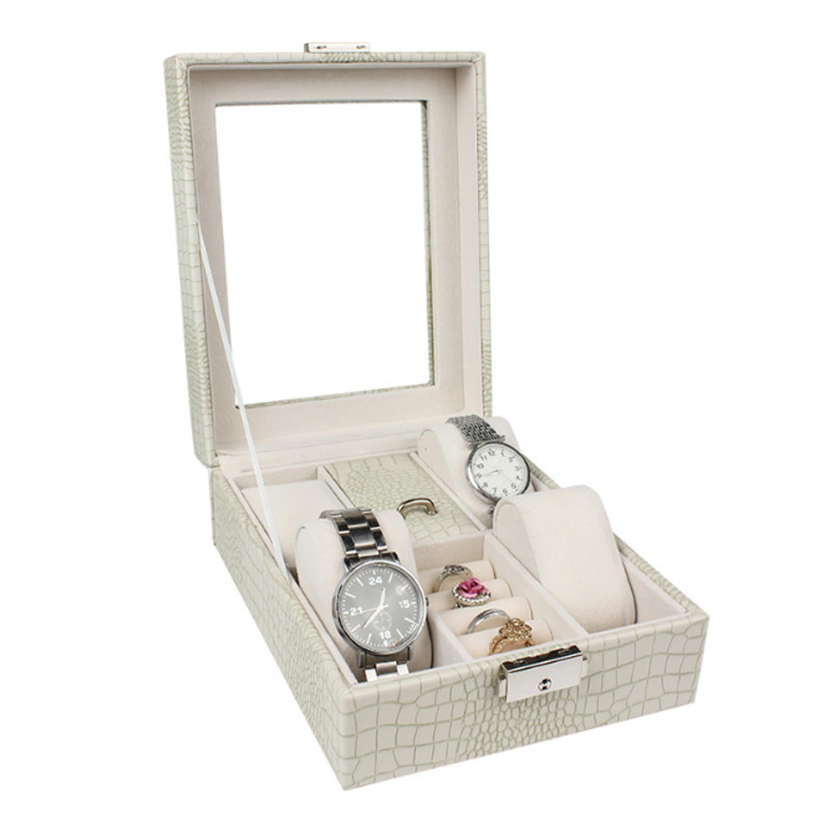 leren display case organizer acryl collectie box voor opslag horloge sieraden