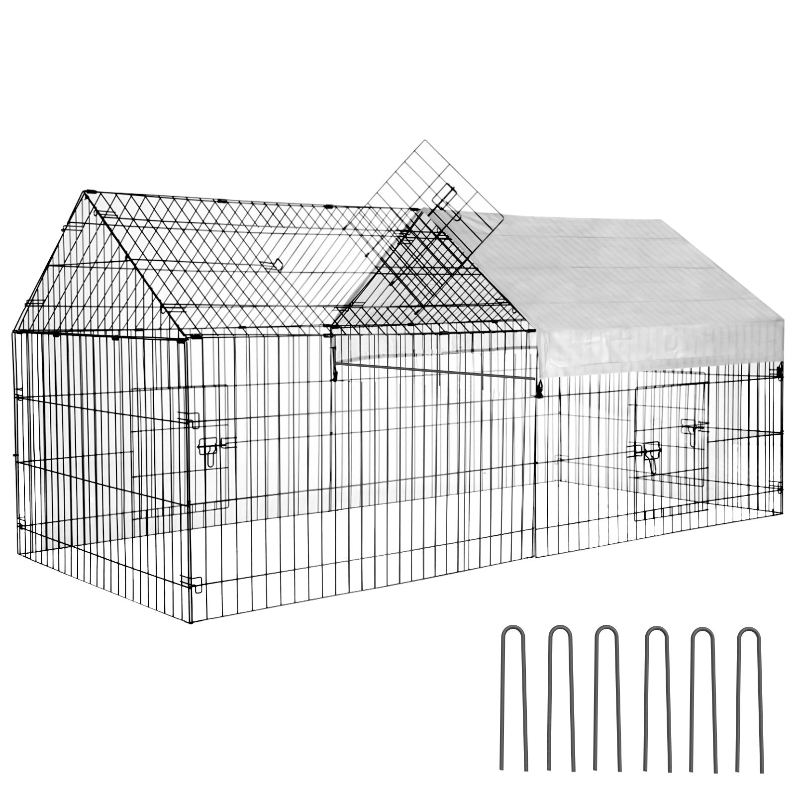 pawgiant kippenhok run cage upgrade 86.6 × 40 × 38 metalen kip hek pen huisdier box behuizingen met bescherming cover & grond nagel. kooi binnen buiten tuin voor kleine dieren kat kip eend konijn