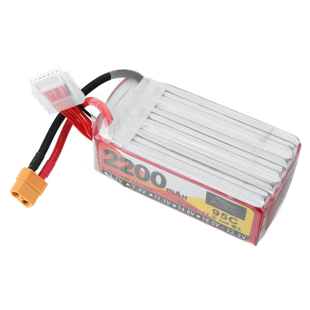 zop power 22.2v 2200mah 95c 6s lipo-batterij xt60-stekker voor rc drone